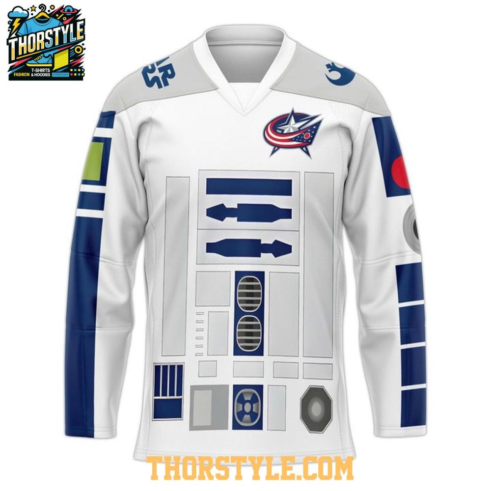 Columbus Blue Jackets R2-D2 Star Wars Night 2026 Personalized Hockey Jersey