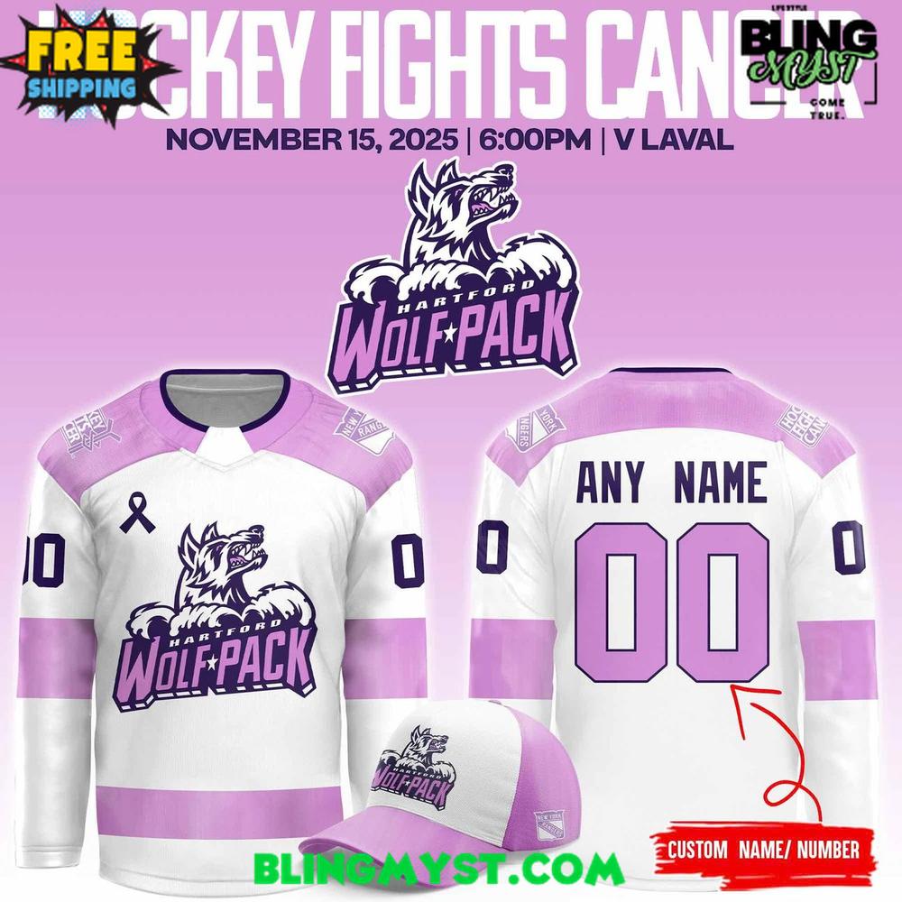 Hartford Wolf Pack Hockey Fights Cancer Special Edition Jersey