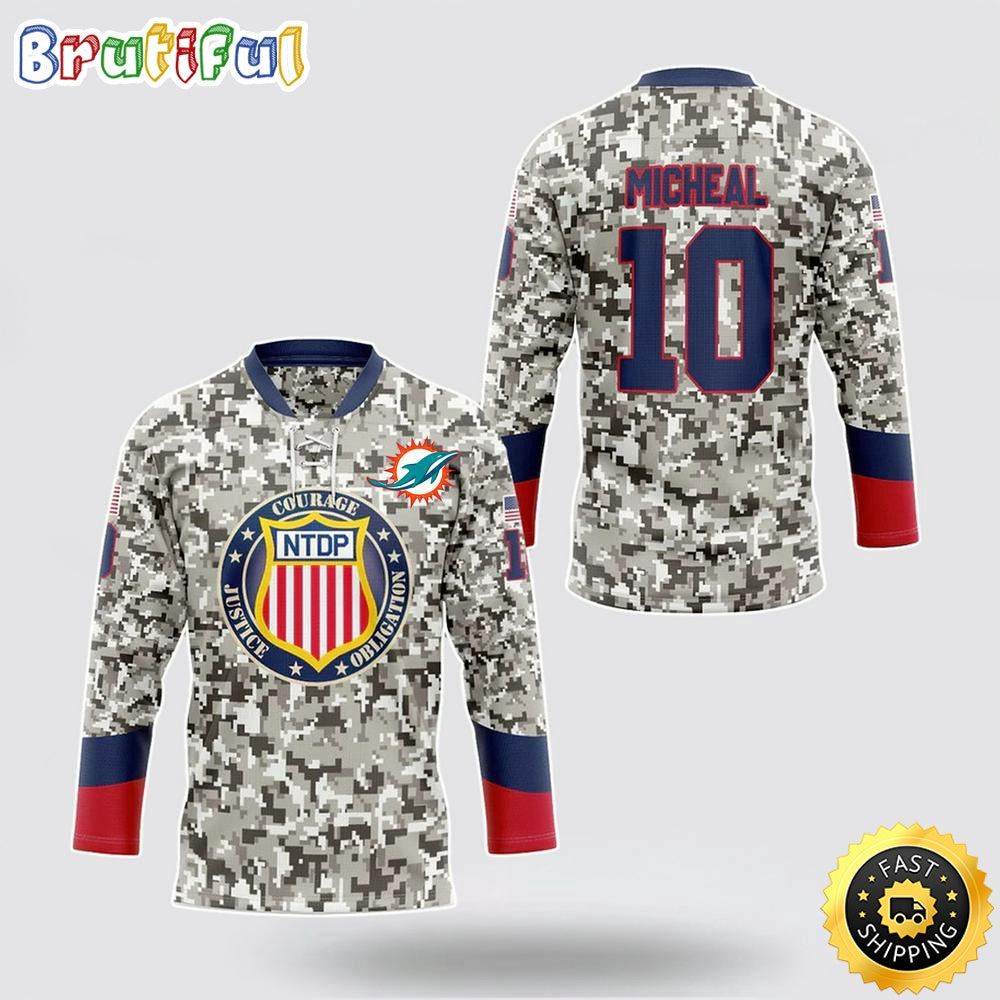 Personalized NFL Miami Dolphins Hockey Jersey Veterans Nfl Hockey Jersey For Fans