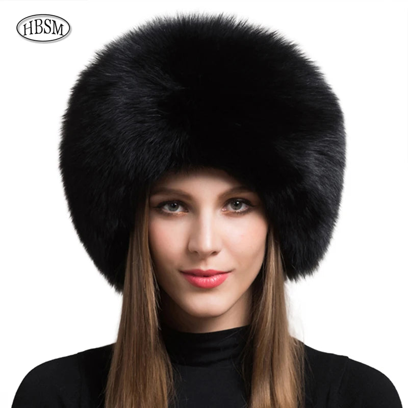 Hot Sale 100% natural Fox Fur Hat Women Cap Thick Fur Cap Winter Warm Hat Female Fashion For Women Hat With Earmuffs Hat