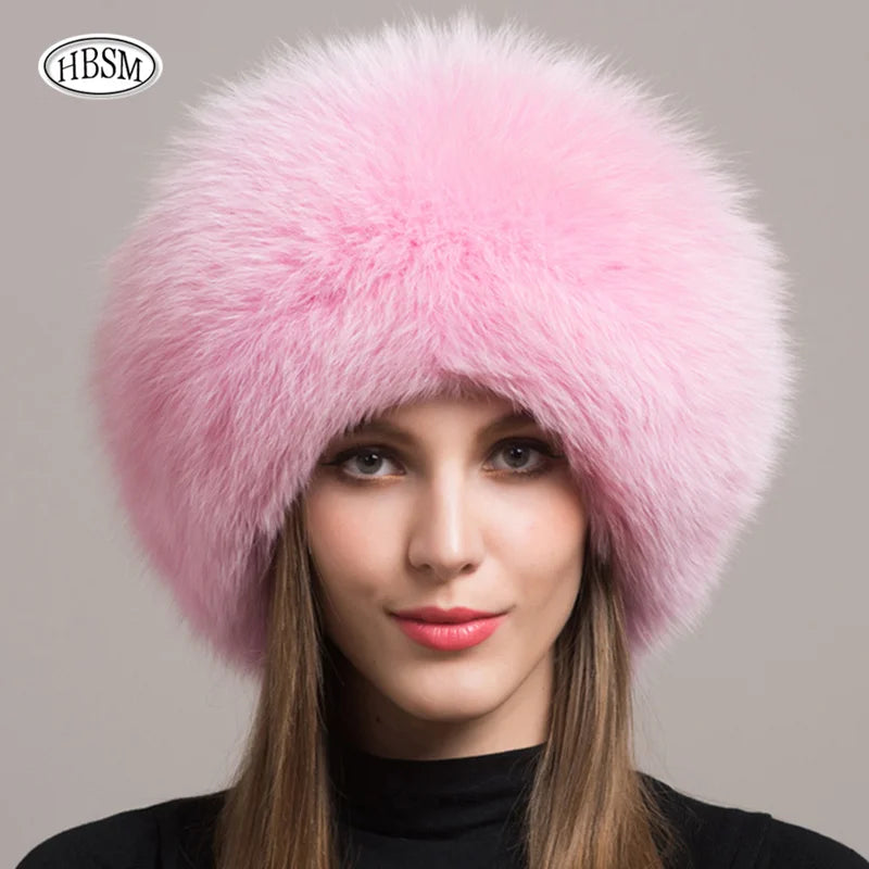 Hot Sale 100% natural Fox Fur Hat Women Cap Thick Fur Cap Winter Warm Hat Female Fashion For Women Hat With Earmuffs Hat
